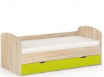 REA ABRA dub bardolino + farebné čelo, detská posteľ s prístelkou 90x200 cm