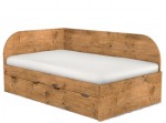 REA GARY 120L dub lancelot, študentská posteľ 120x200 cm s úložným priestorom ľavá