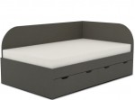 REA GARY 120P šedý grafit, študentská posteľ 120x200 cm s úložným priestorom pravá