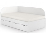 REA GARY 120L biela, študentská posteľ 120x200 cm s úložným priestorom ľavá