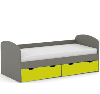 REA GOLEM šedý grafit + farebné čelo, posteľ pre deti 90x200 cm s úložným priestorom