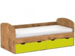 REA GOLEM dub lancelot + farebné čelo, posteľ pre deti 90x200 cm s úložným priestorom