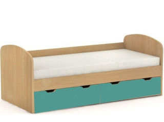 REA GOLEM buk + farebné čelo, posteľ pre deti 90x200 cm s úložným priestorom