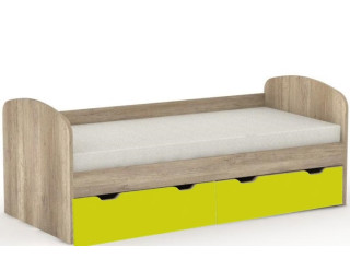 REA GOLEM dub canyon + farebné čelo, posteľ pre deti 90x200 cm s úložným priestorom