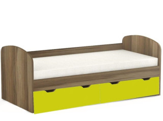 REA GOLEM orech rockpille + farebné čelo, posteľ pre deti 90x200 cm s úložným priestorom