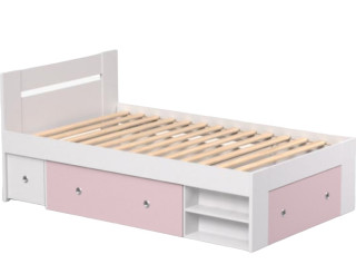 REA LARISA UP 120 biela + farebné čielko, jednolôžková posteľ 120x200 cm s úložným priestorom