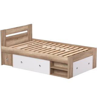 REA LARISA UP 120 dub canyon + farebné čielko, jednolôžková posteľ 120x200 cm s úložným priestorom