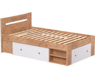 REA LARISA UP 120 dub lancelot + farebné čielko, jednolôžková posteľ 120x200 cm s úložným priestorom