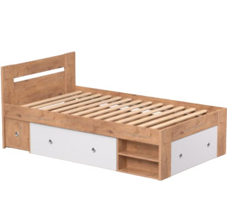 REA LARISA UP 120 dub lancelot + farebné čielko, jednolôžková posteľ 120x200 cm s úložným priestorom