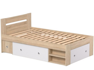 REA LARISA UP 120 dub bardolino + farebné čielko, jednolôžková posteľ 120x200 cm s úložným priestorom