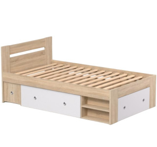 REA LARISA UP 120 dub bardolino + farebné čielko, jednolôžková posteľ 120x200 cm s úložným priestorom