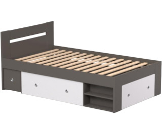 REA LARISA UP 120 šedý grafit + farebné čielko, jednolôžková posteľ 120x200 cm s úložným priestorom