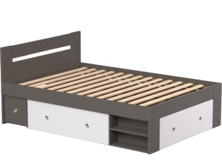 REA LARISA UP 140 šedý grafit + farebné čielko, posteľ 140x200 cm s úložným priestorom