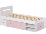REA LARISA UP 90 biela + farebné čielko, jednolôžková posteľ 90x200 cm s úložným priestorom