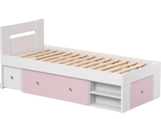 REA LARISA UP 90 biela + farebné čielko, jednolôžková posteľ 90x200 cm s úložným priestorom