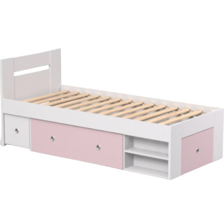 REA LARISA UP 90 biela + farebné čielko, jednolôžková posteľ 90x200 cm s úložným priestorom