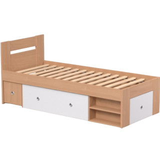 REA LARISA UP 90 buk + farebné čielko, jednolôžková posteľ 90x200 cm s úložným priestorom