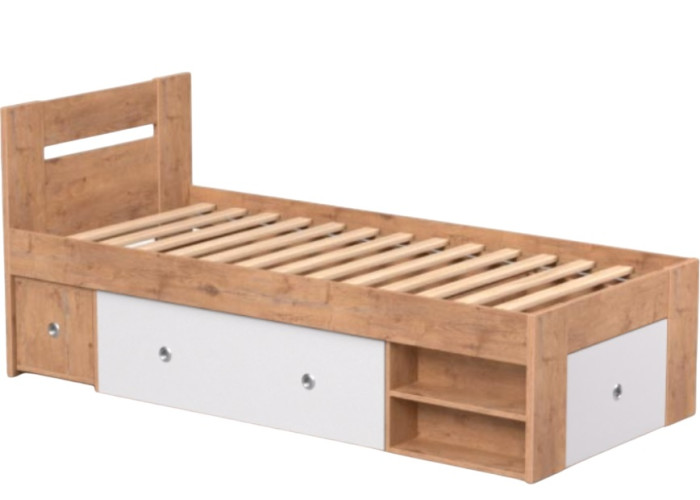 REA LARISA UP 90 dub lancelot + farebné čielko, jednolôžková posteľ 90x200 cm s úložným priestorom REA LARISA UP 90 dub lancelot + farebné čielko, jednolôžková posteľ 90x200 cm s úložným priestorom
