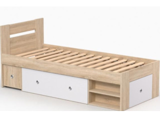 REA LARISA UP 90 dub bardolino + farebné čielko, jednolôžková posteľ 90x200 cm s úložným priestorom