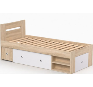 REA LARISA UP 90 dub bardolino + farebné čielko, jednolôžková posteľ 90x200 cm s úložným priestorom