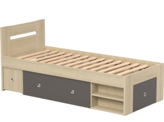 REA LARISA UP 90 dub vicenza + farebné čielko, jednolôžková posteľ 90x200 cm s úložným priestorom