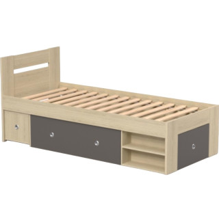 REA LARISA UP 90 dub vicenza + farebné čielko, jednolôžková posteľ 90x200 cm s úložným priestorom