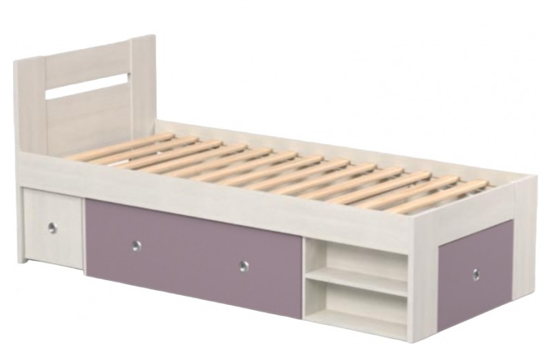 REA LARISA UP 90 navarra + farebné čielko, jednolôžková posteľ 90x200 cm s úložným priestorom