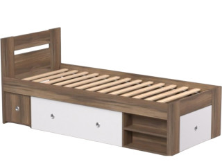 REA LARISA UP 90 orech rockpille + farebné čielko, jednolôžková posteľ 90x200 cm s úložným priestorom