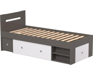 REA LARISA UP 90 šedý grafit + farebné čielko, jednolôžková posteľ 90x200 cm s úložným priestorom