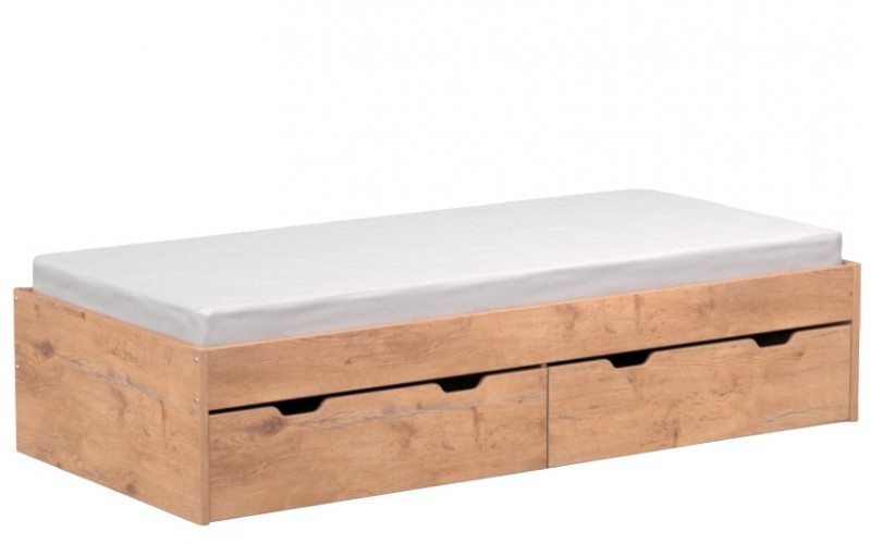 REA MISTY 90 dub lancelot, jednolôžková posteľ 90x200 cm s úložným priestorom