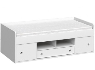 REA POPPO biela, detská posteľ 90x200 cm s úložným priestorom