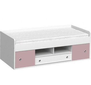 REA POPPO biela + farebné čielko, detská posteľ 90x200 cm s úložným priestorom