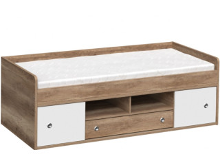 REA POPPO dub canyon + farebné čielko, detská posteľ 90x200 cm s úložným priestorom