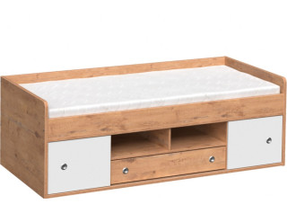 REA POPPO dub lancelot + farebné čielko, detská posteľ 90x200 cm s úložným priestorom