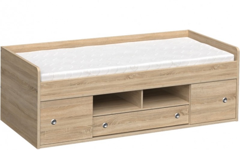 REA POPPO dub bardolino, detská posteľ 90x200 cm s úložným priestorom