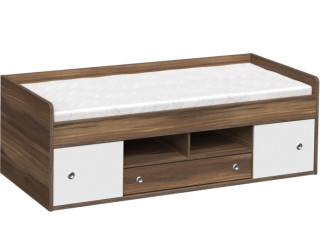 REA POPPO orech rockpille + farebné čielko, detská posteľ 90x200 cm s úložným priestorom