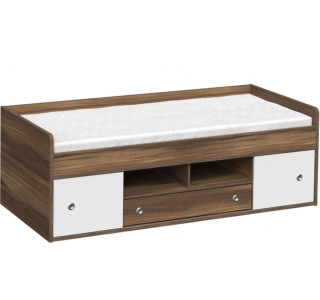 REA POPPO orech rockpille + farebné čielko, detská posteľ 90x200 cm s úložným priestorom