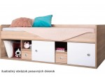 REA POPPO dub bardolino + farebné čielko, detská posteľ 90x200 cm s úložným priestorom