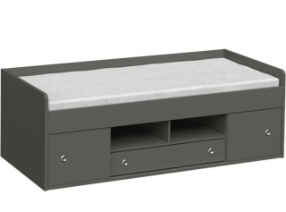 REA POPPO šedý grafit, detská posteľ 90x200 cm s úložným priestorom