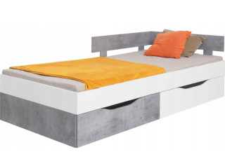 SKIP biela/betón 16, jednolôžková študentská posteľ 120x200 cm