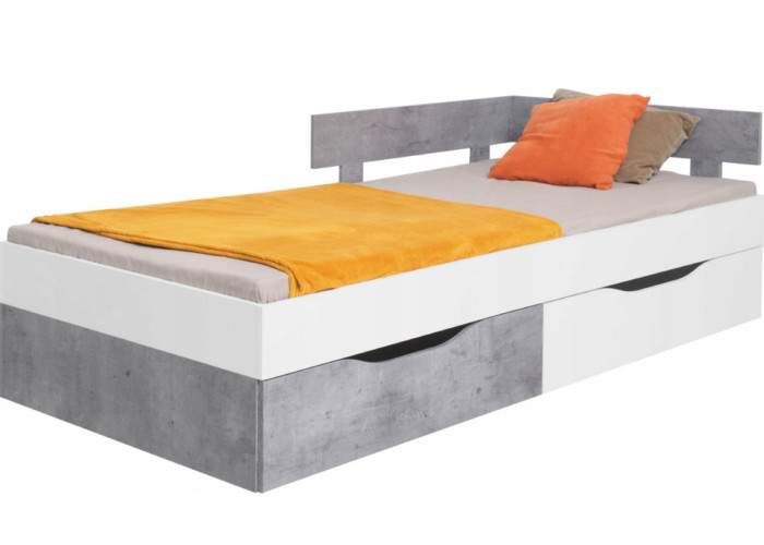 SKIP biela/betón 16, jednolôžková študentská posteľ 120x200 cm SKIP biela/betón 16, jednolôžková študentská posteľ 120x200 cm