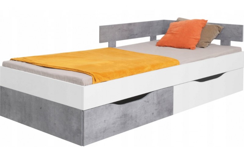 SKIP biela/betón 16, jednolôžková študentská posteľ 120x200 cm