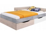 SKIP biela/betón/dub 16, jednolôžková študentská posteľ 120x200 cm