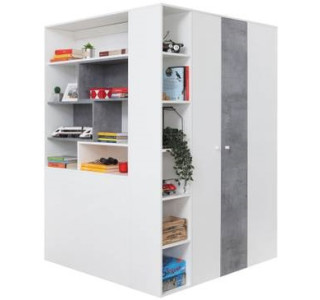 SKIP biela/betón 01, šatník