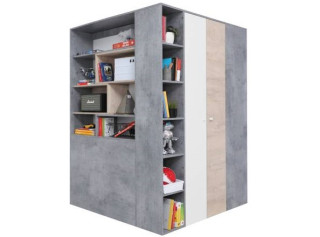 SKIP biela/betón/dub 01, šatník