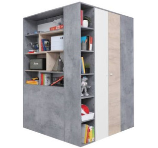 SKIP biela/betón/dub 01, šatník