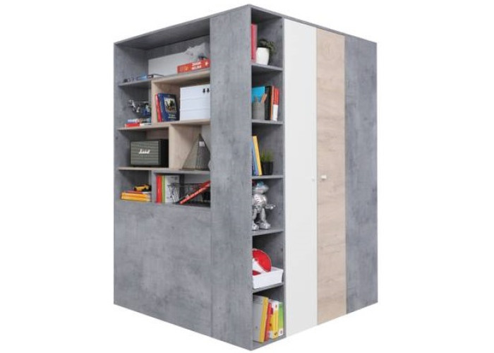 SKIP biela/betón/dub 01, šatník