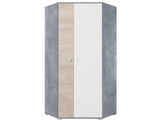 SKIP biela/betón/dub 02, šatníková skriňa