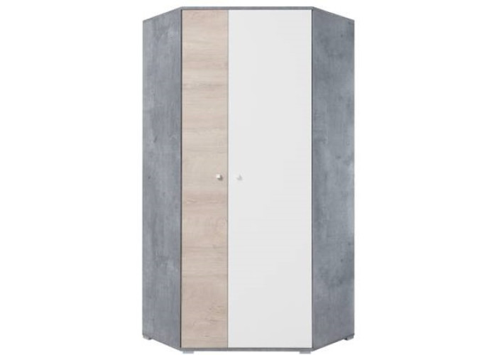 SKIP biela/betón/dub 02, šatníková skriňa