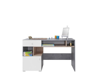 SKIP biela/betón/dub 10, písací stolík